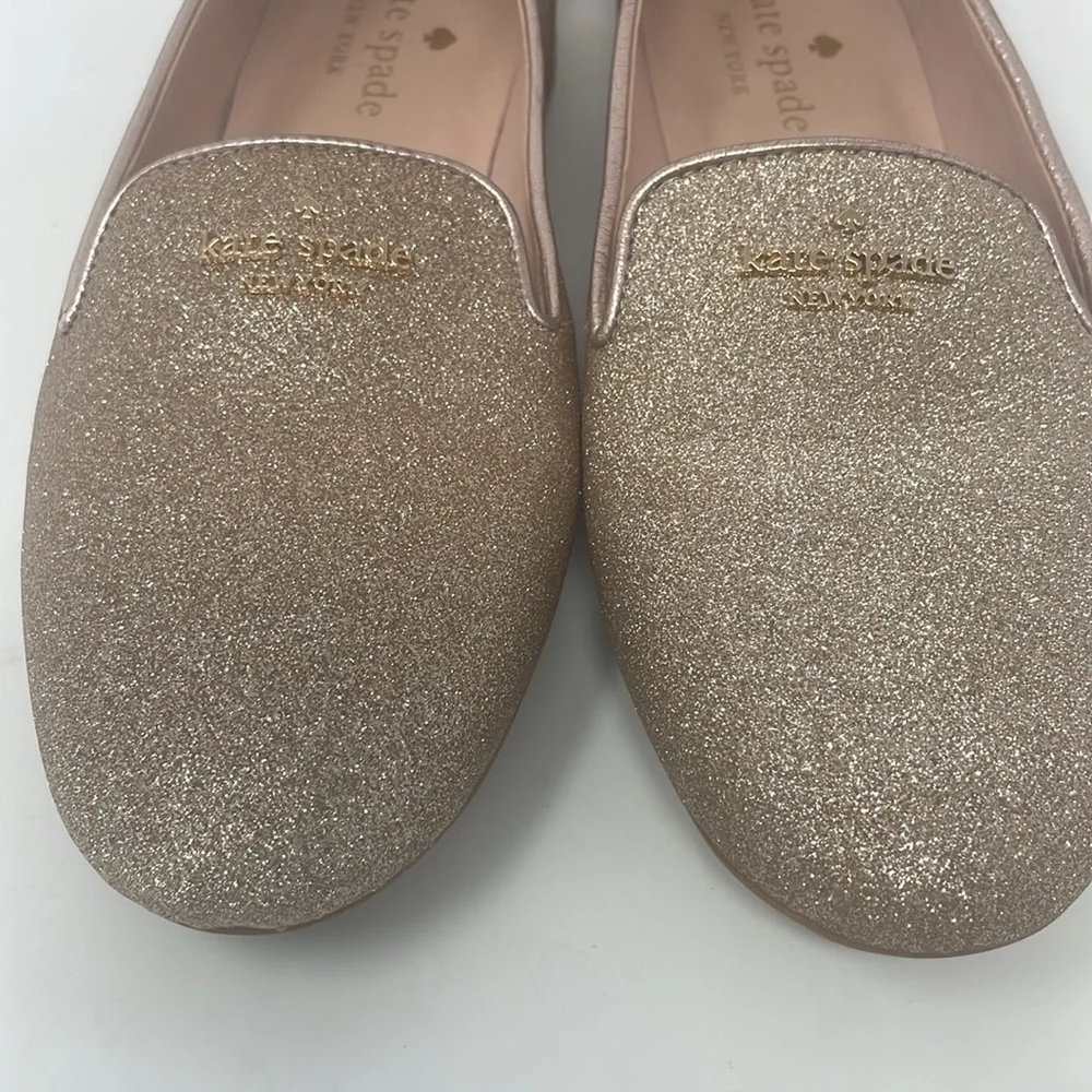 Kate Spade Gold Glitter Loafers Size 6